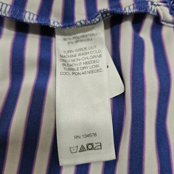 Vineyard Vines Men's Large Short Sleeve White, Blue & Pink Striped Polo Shirt - Picture 4 of 5